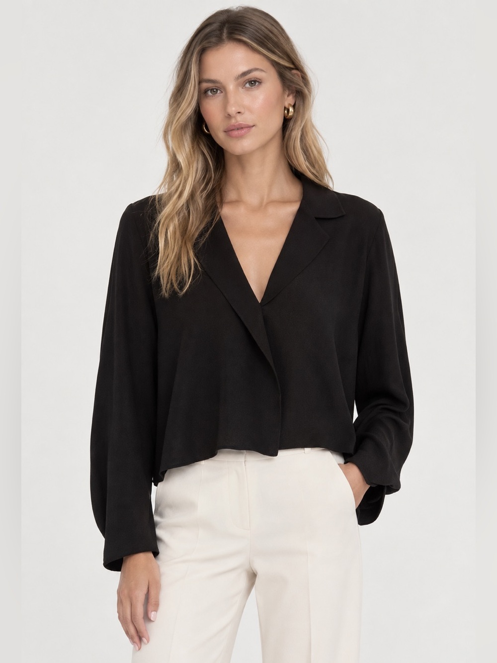 Babaton Black Wrapped Blouse